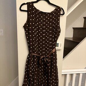 Brown and White Polka Dot Dress